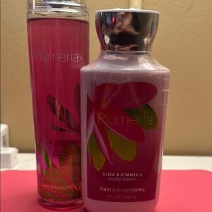 Bath & Body Works Plumeria Moisturizer and Body Oil Set